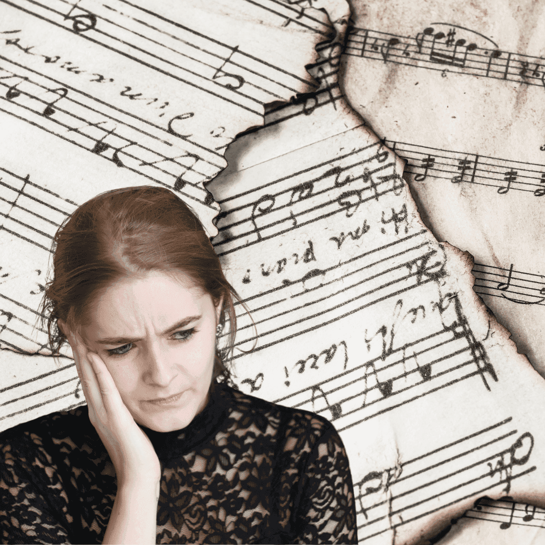 woman bothered by music in her ears