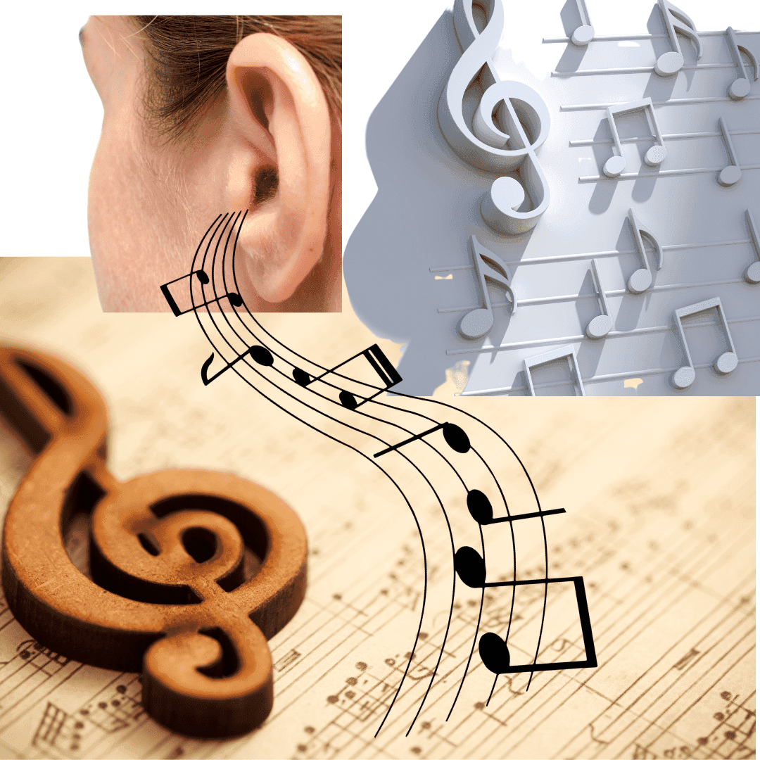 ear with music notes